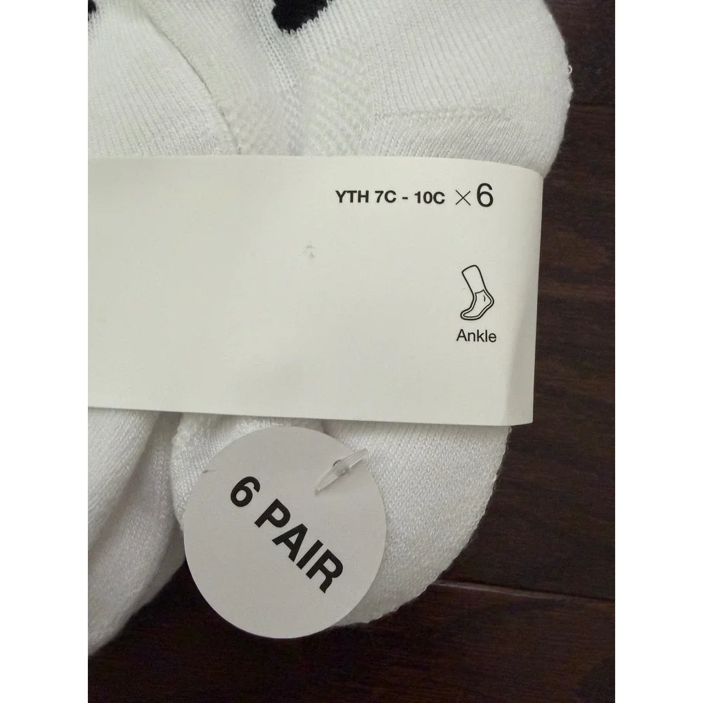 Nike Kids 6 Pack Everyday Cushioned Ankle Socks White RN0372-001 Size 7C-10C